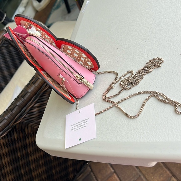 KATE SPADE Butterfly crossbody coin wallet on chain pink orange neutral - Picture 13 of 16